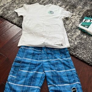O'Neill White and Blue Plaid Kids Pajama Set
